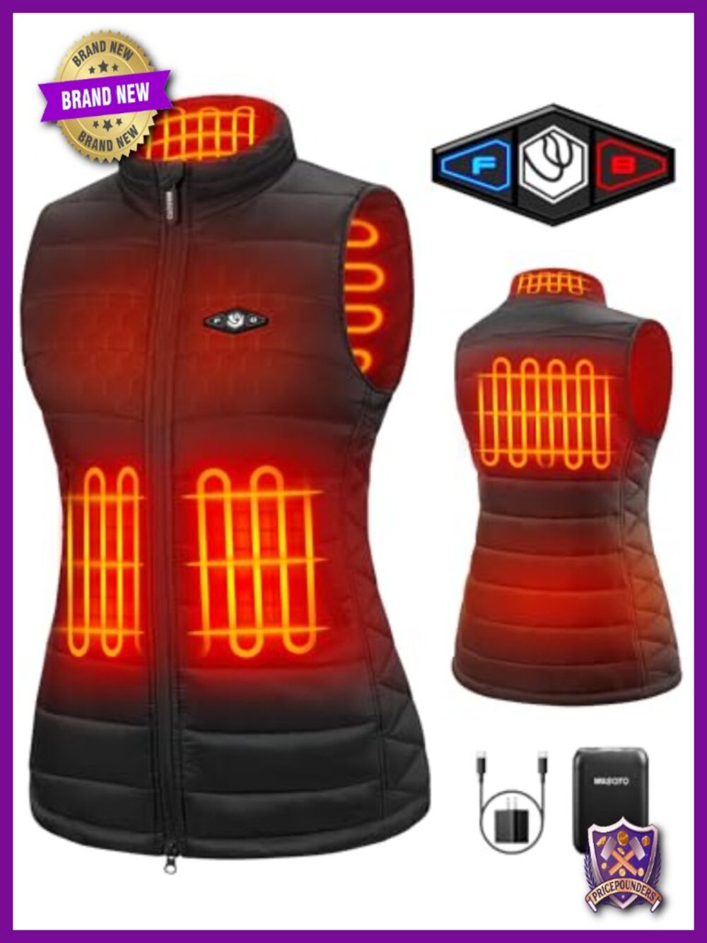 WASOTO Heated Vest Women 16000mAh Battery Pack Washable Rechargeable Cycling